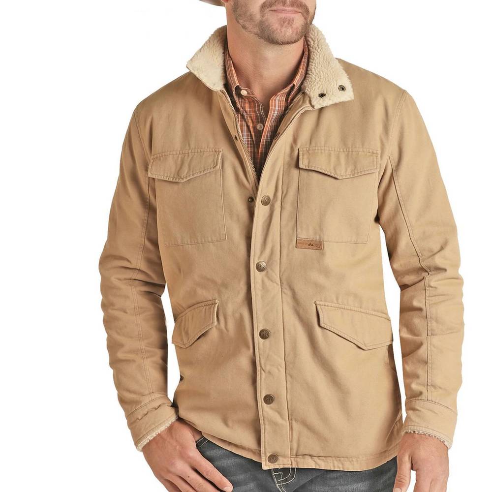 NEW POWDER RIVER canvas jacket with berber lining - regular in tan